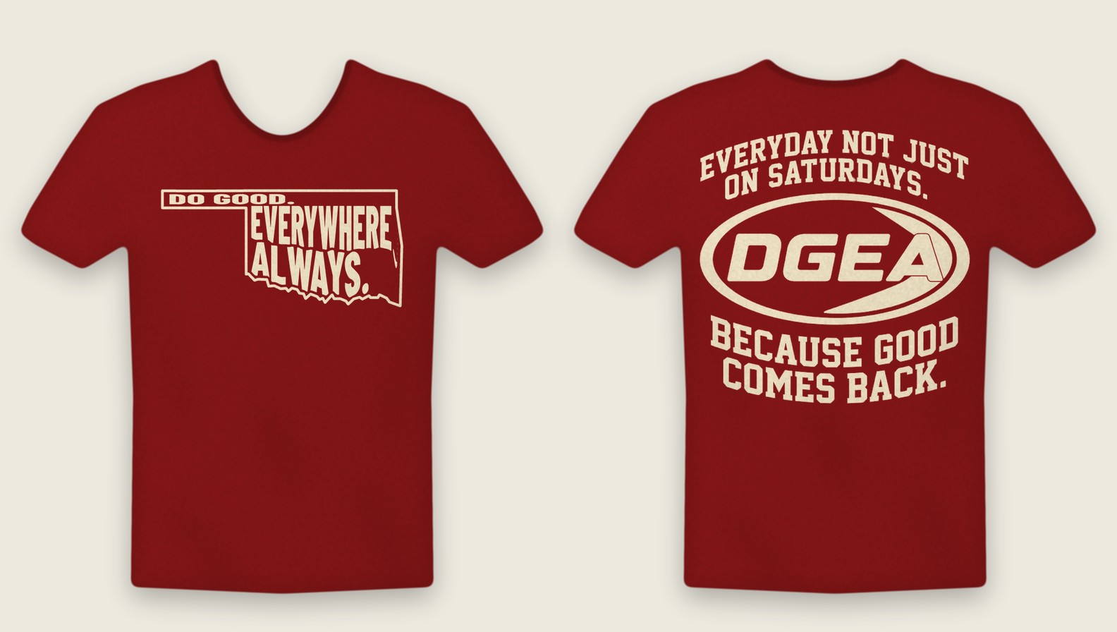 State of Oklahoma tee, Crimson and Cream